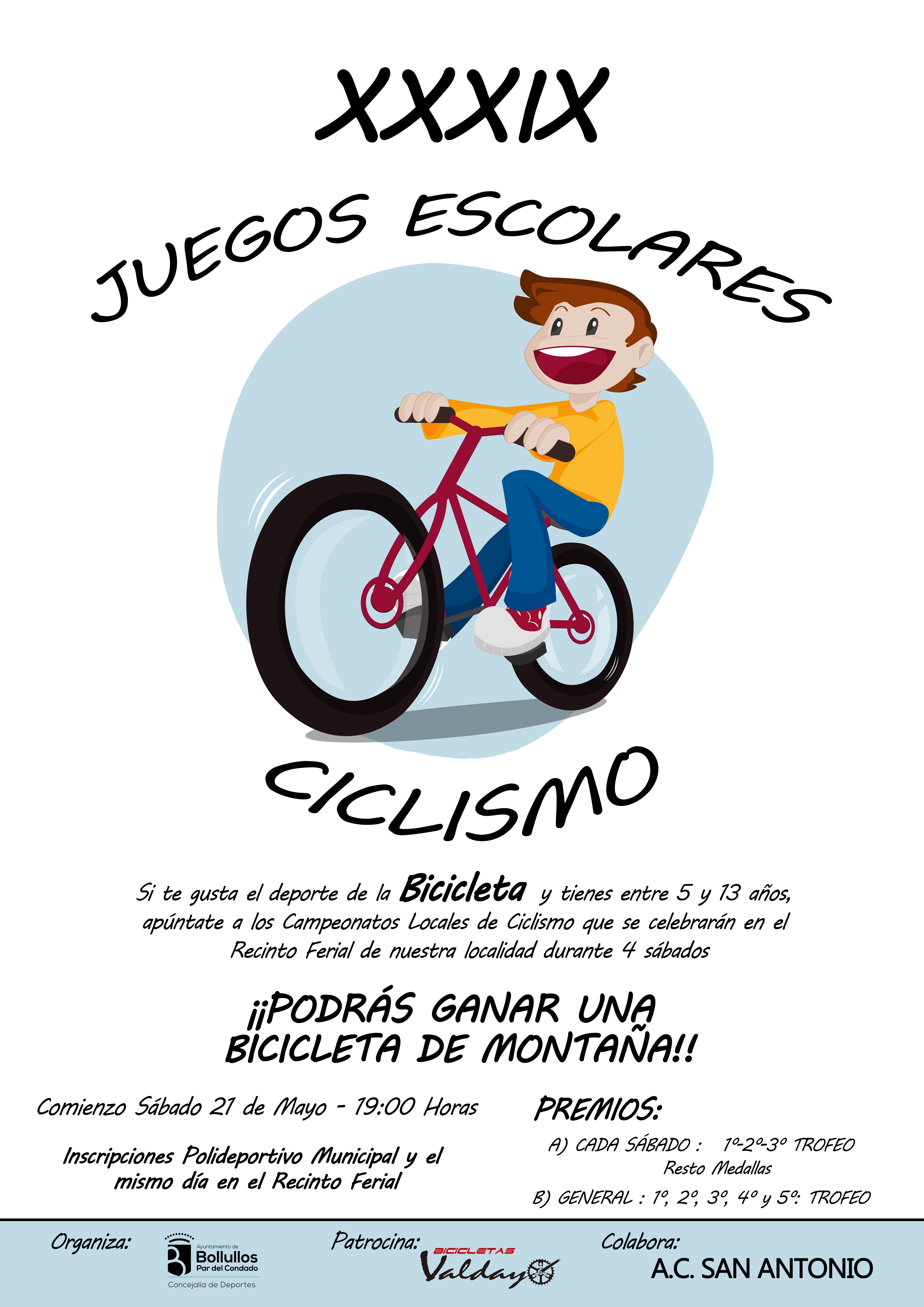 La tercera carrera de los Campeonatos escolares de Ciclismo se adelantan al jueves 2 de junio