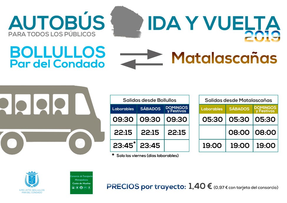 HORARIOS AUTOBUSES DESTINO MATALASCAÑAS – VERANO 2019