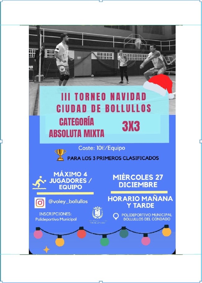 III TORNEO 3x3 DE VOLEYBOL DE NAVIDAD CIUDAD DE BOLLULLOS