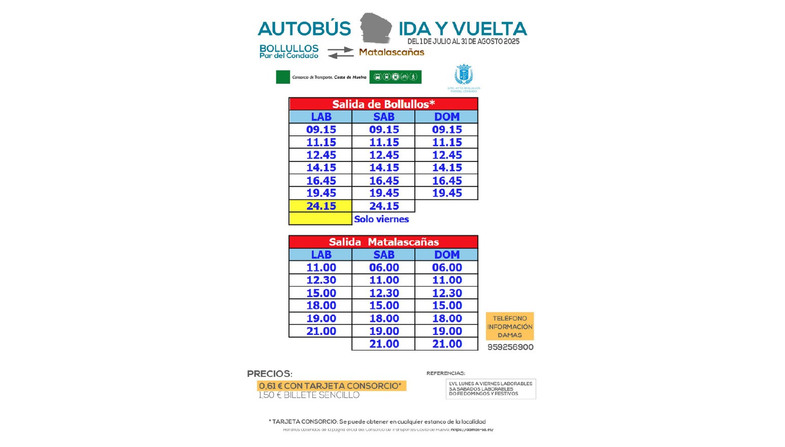 AUTOBÚS BOLLULLOS-MATALASCAÑAS VERANO 2025