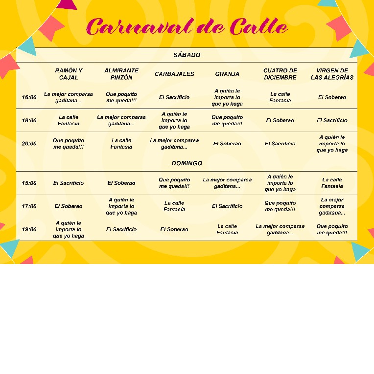 HORARIO CARNAVAL DE CALLE