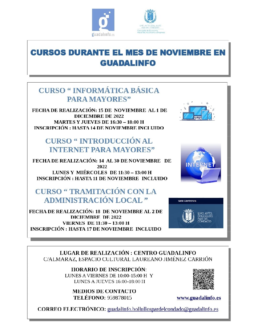 CURSOS PARA EL MES DE NOVIEMBRE EN GUADALINFO