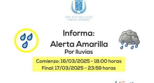 ALERTA AMARILLA EN EL CONDADO POR METEOROLOGÍA ADVERSA 16-17 marzo 2025