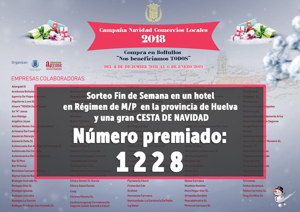 NÚMERO PREMIADO SORTEO CAMPAÑA DE NAVIDAD 2018