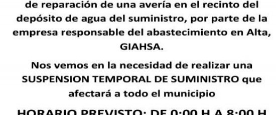 CORTE DE AGUA EN EL MUNICIPIO