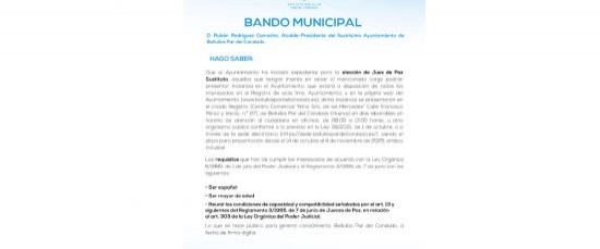 BANDO MUNICIPAL – ELECCIÓN JUEZ DE PAZ SUSTITUTO 2025