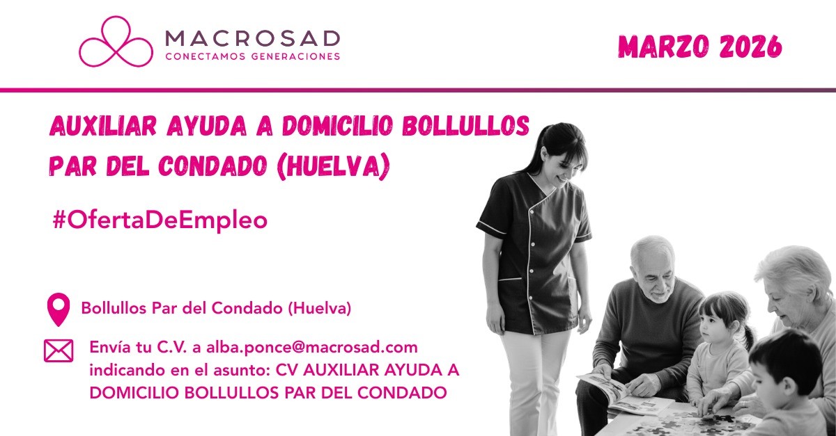 OFERTA DE EMPLEO: AUXILIAR DE AYUDA A DOMICILIO - ABRIL 2026