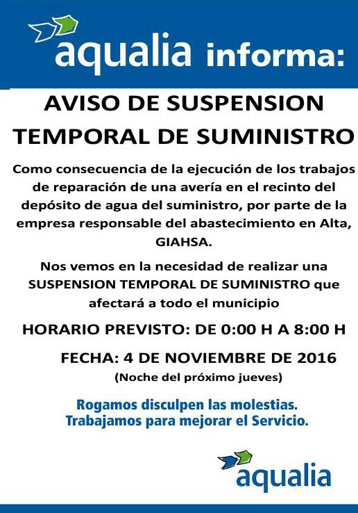 CORTE DE AGUA EN EL MUNICIPIO