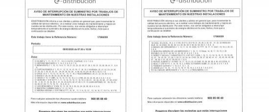 AVISO DE INTERRUPCIÓN DEL SUMINISTRO ELÉCTRICO EL 8 DE MARZO DE 2026