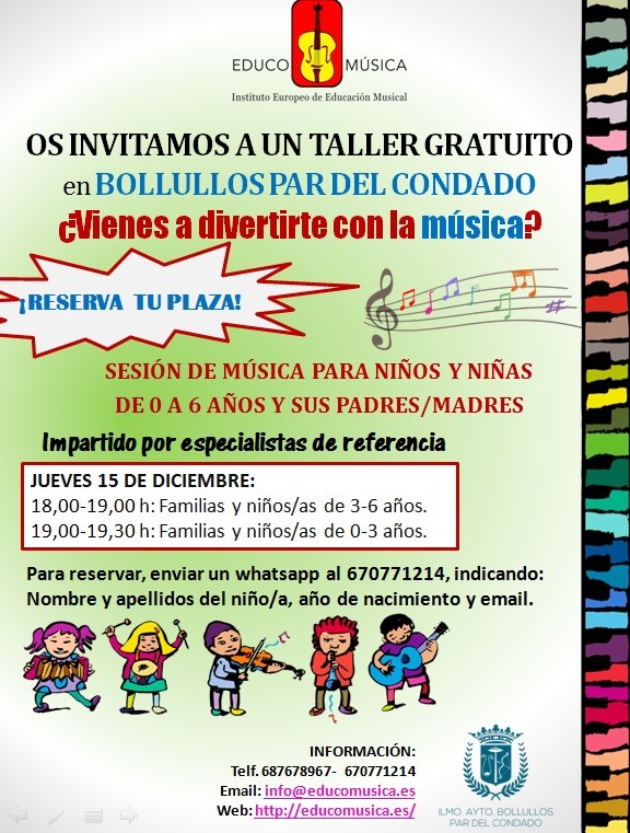 TALLER GRATUITO DE MÚSICA PARA NIÑ@S