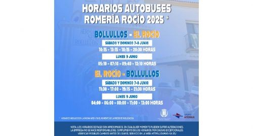 HORARIOS AUTOBUSES ROMERÍA DEL ROCÍO 2025