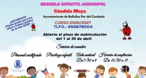 APERTURA DEL PLAZO DE ADMISIÓN EN EL CENTRO DE EDUCACIÓN INFANTIL CÁNDIDAMAYA - CURSO 2026 2027