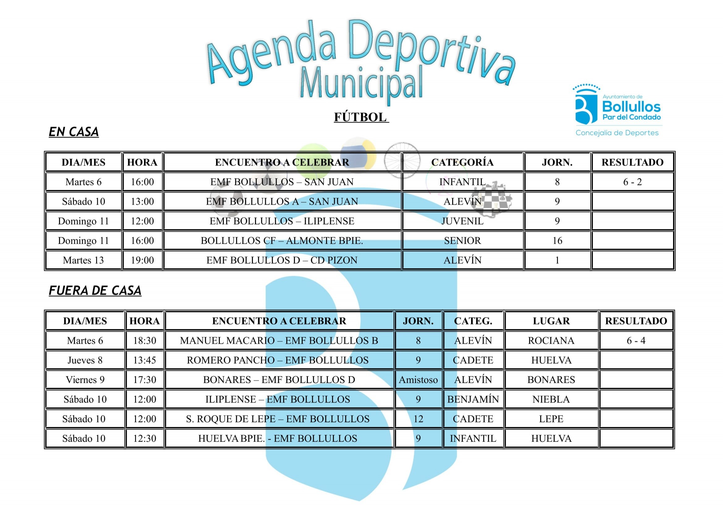 Agenda Deportiva Municipal del 5 al 11 de diciembre 2016